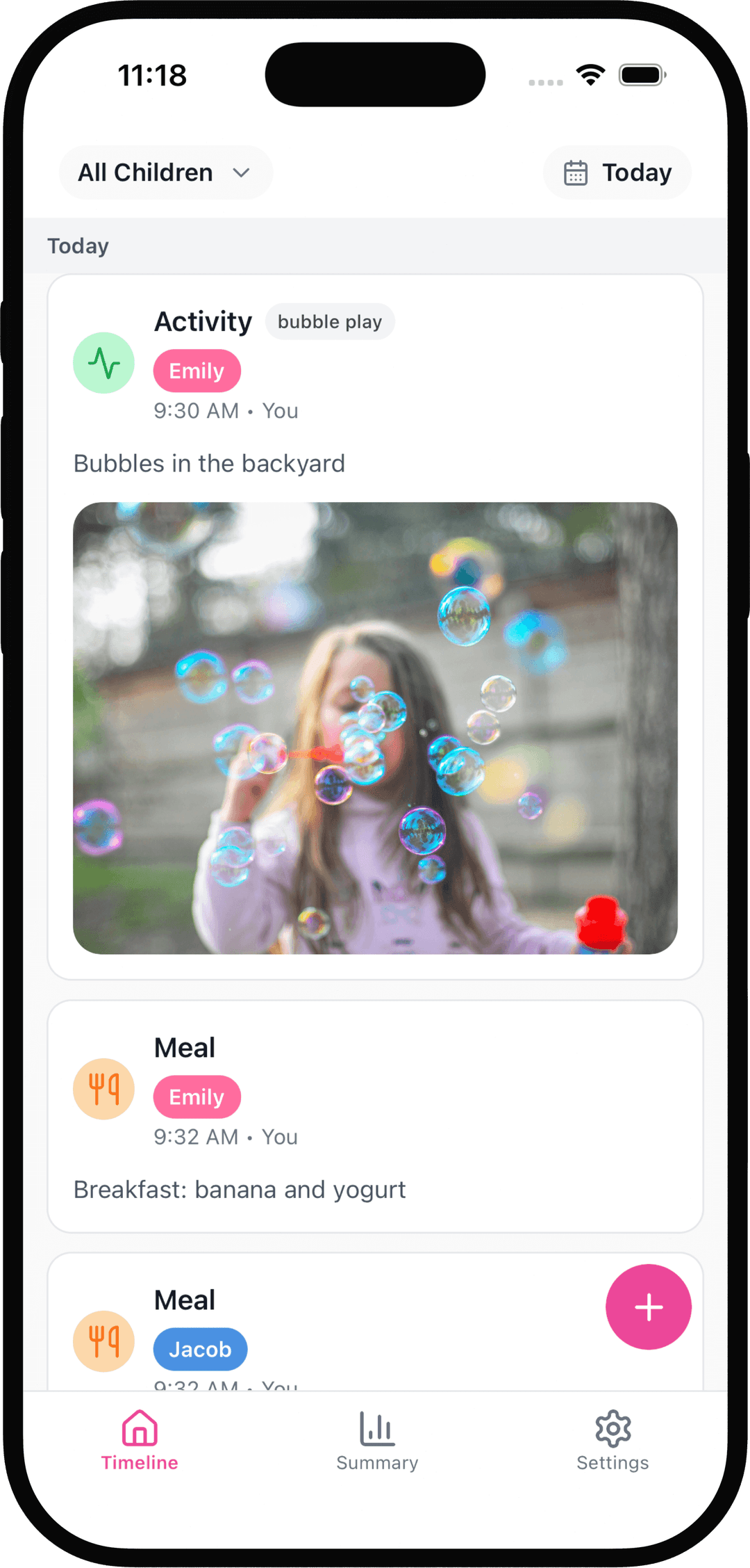 Cub Notes timeline view